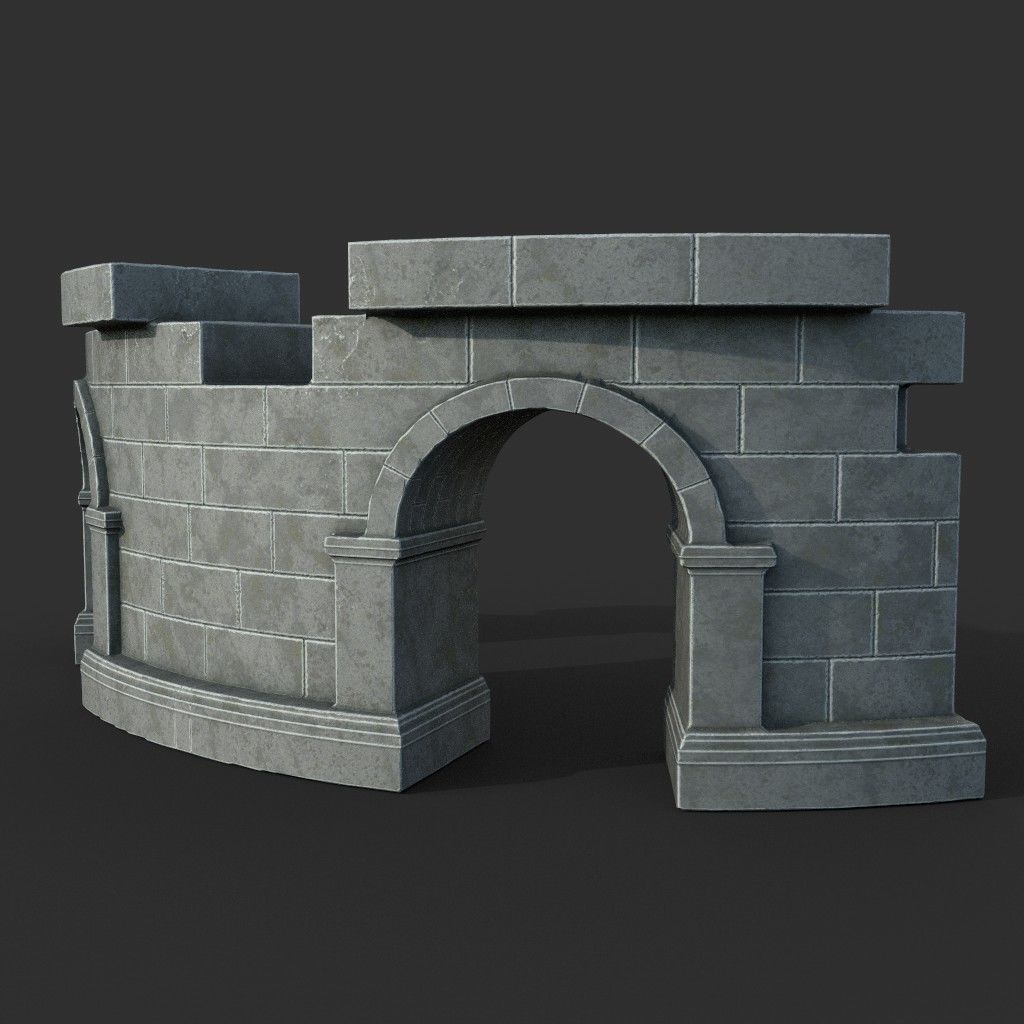 Low poly Ancient Roman Ruin Construction Pack - White Granite Low-poly 3D model_11