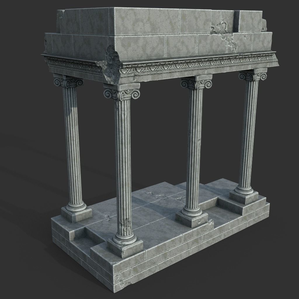 Low poly Ancient Roman Ruin Construction Pack - White Granite Low-poly 3D model_3