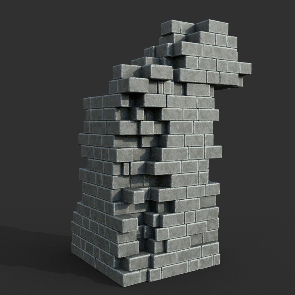 Low poly Ancient Roman Ruin Construction Pack - White Granite Low-poly 3D model_43