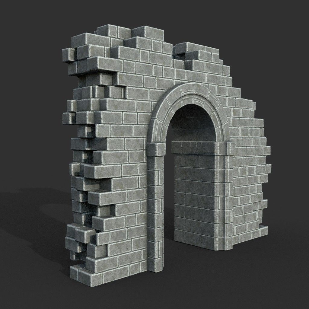 Low poly Ancient Roman Ruin Construction Pack - White Granite Low-poly 3D model_35