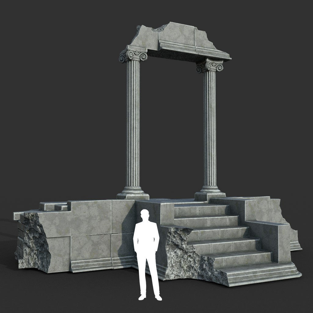 Low poly Ancient Roman Ruin Construction Pack - White Granite Low-poly 3D model_22