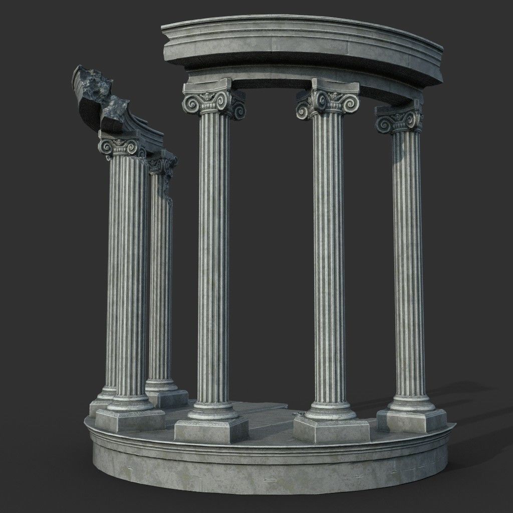Low poly Ancient Roman Ruin Construction Pack - White Granite Low-poly 3D model_20