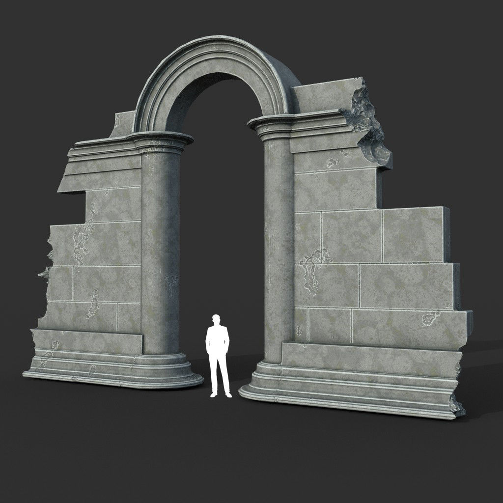 Low poly Ancient Roman Ruin Construction Pack - White Granite Low-poly 3D model_14