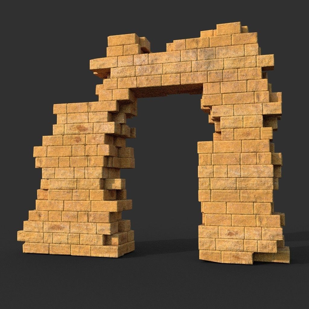 Low poly Ancient Roman Ruin Construction Pack - Desert Low-poly 3D model_38