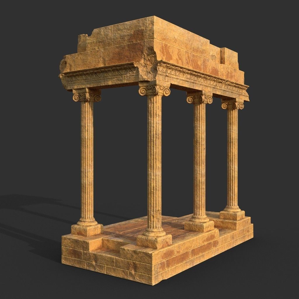 Low poly Ancient Roman Ruin Construction Pack - Desert Low-poly 3D model_3