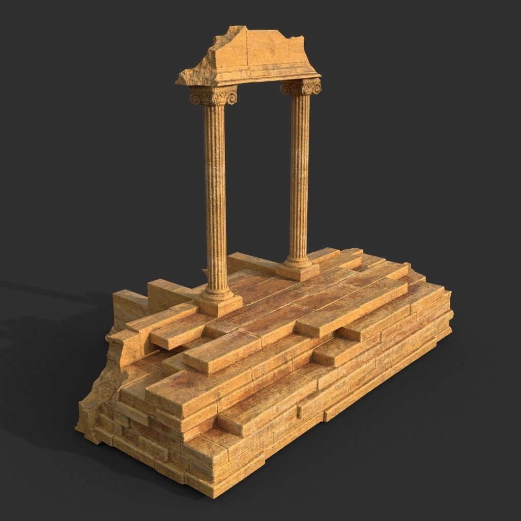 Low poly Ancient Roman Ruin Construction Pack - Desert Low-poly 3D model_23