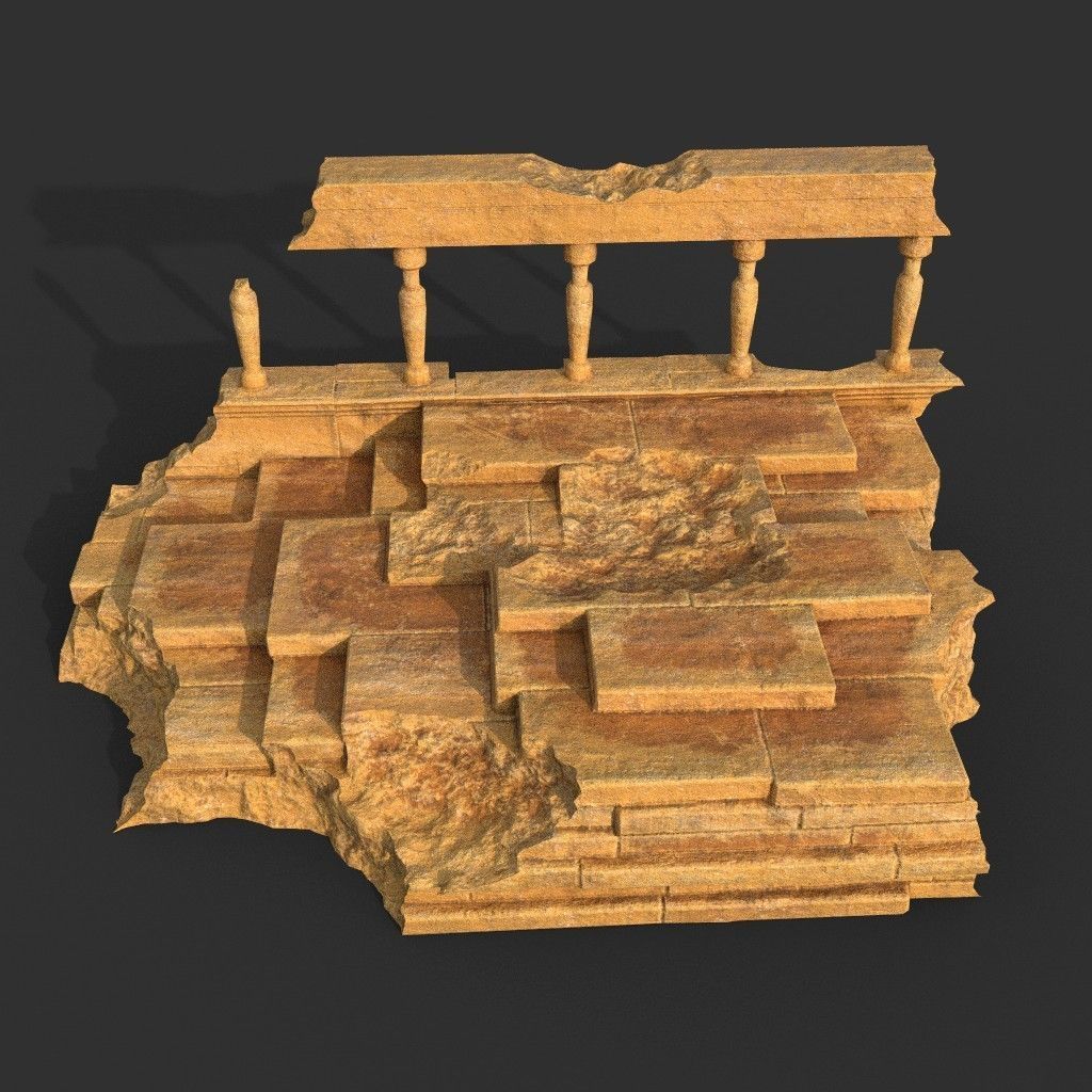 Low poly Ancient Roman Ruin Construction Pack - Desert Low-poly 3D model_32