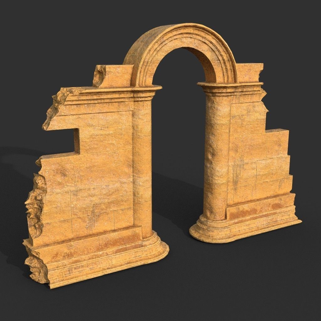 Low poly Ancient Roman Ruin Construction Pack - Desert Low-poly 3D model_15