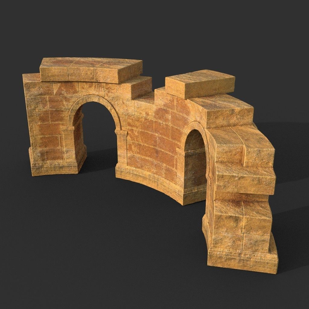 Low poly Ancient Roman Ruin Construction Pack - Desert Low-poly 3D model_11