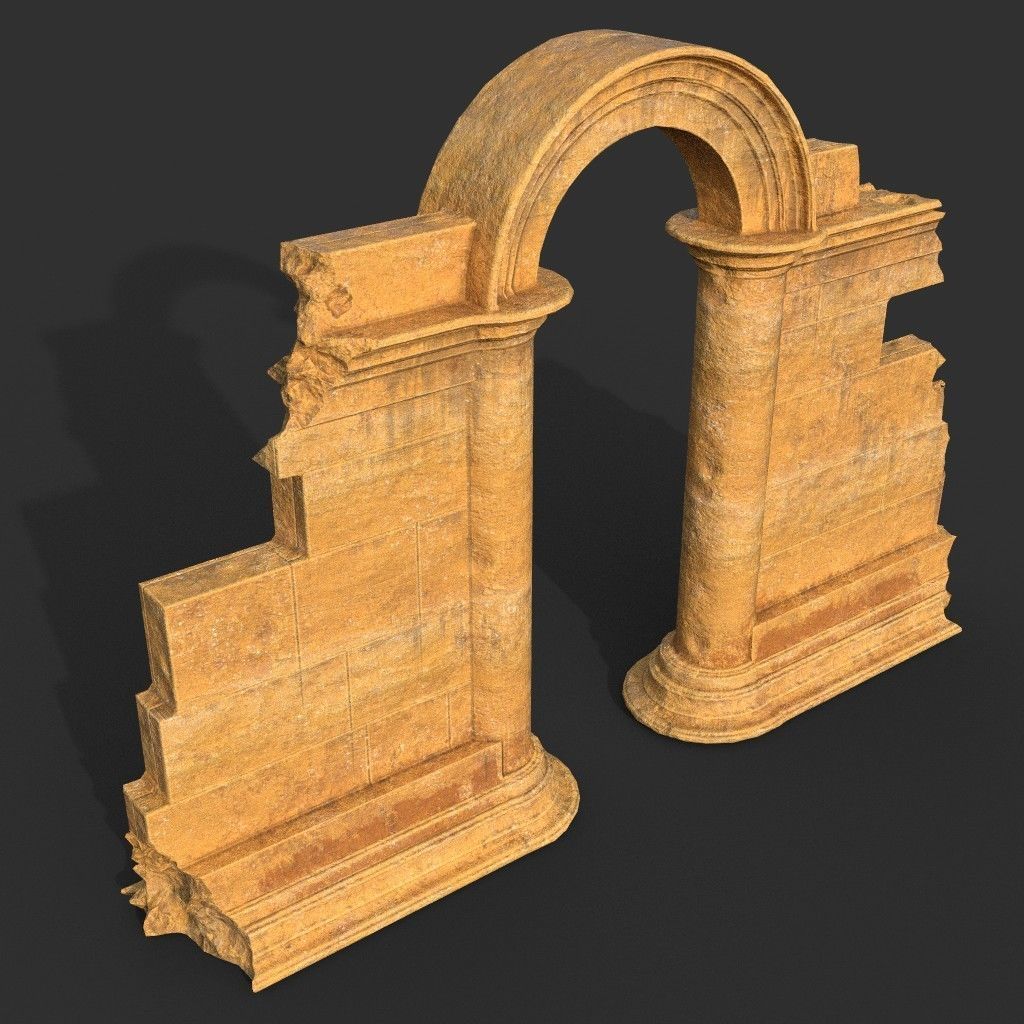 Low poly Ancient Roman Ruin Construction Pack - Desert Low-poly 3D model_16