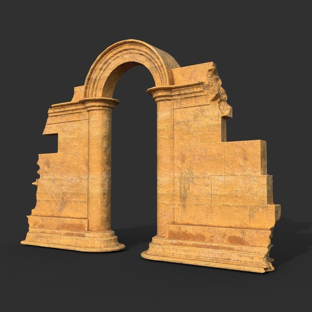 Low poly Ancient Roman Ruin Construction Pack - Desert Low-poly 3D model_14