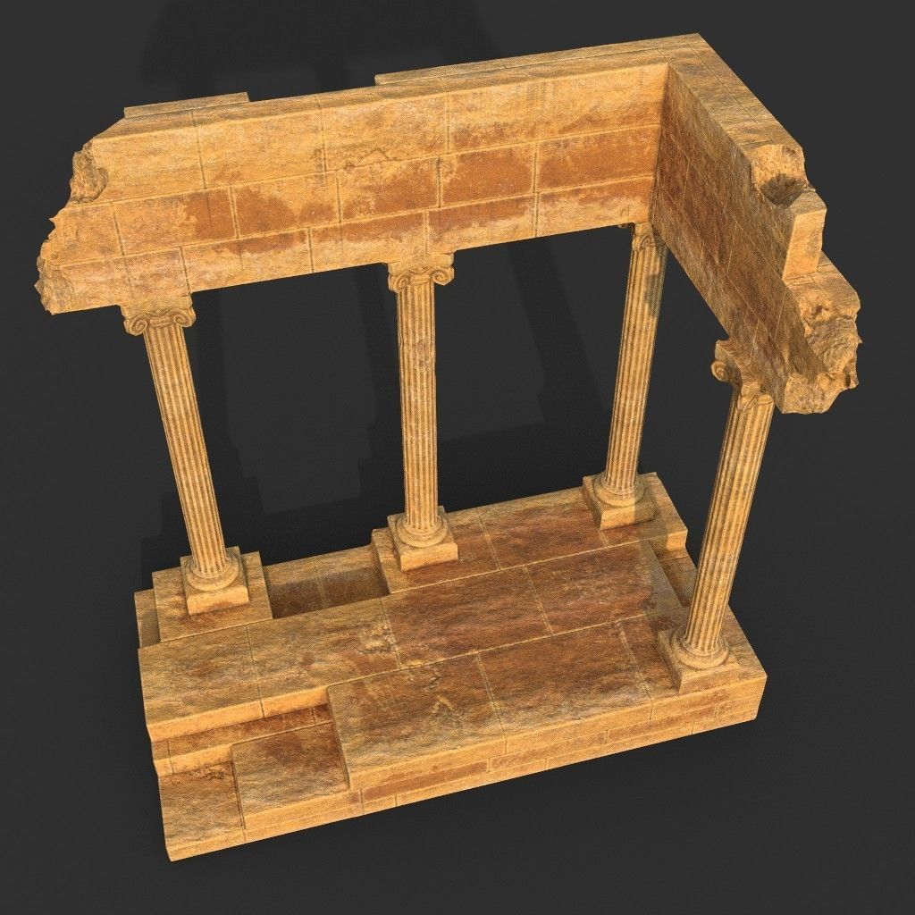 Low poly Ancient Roman Ruin Construction Pack - Desert Low-poly 3D model_4