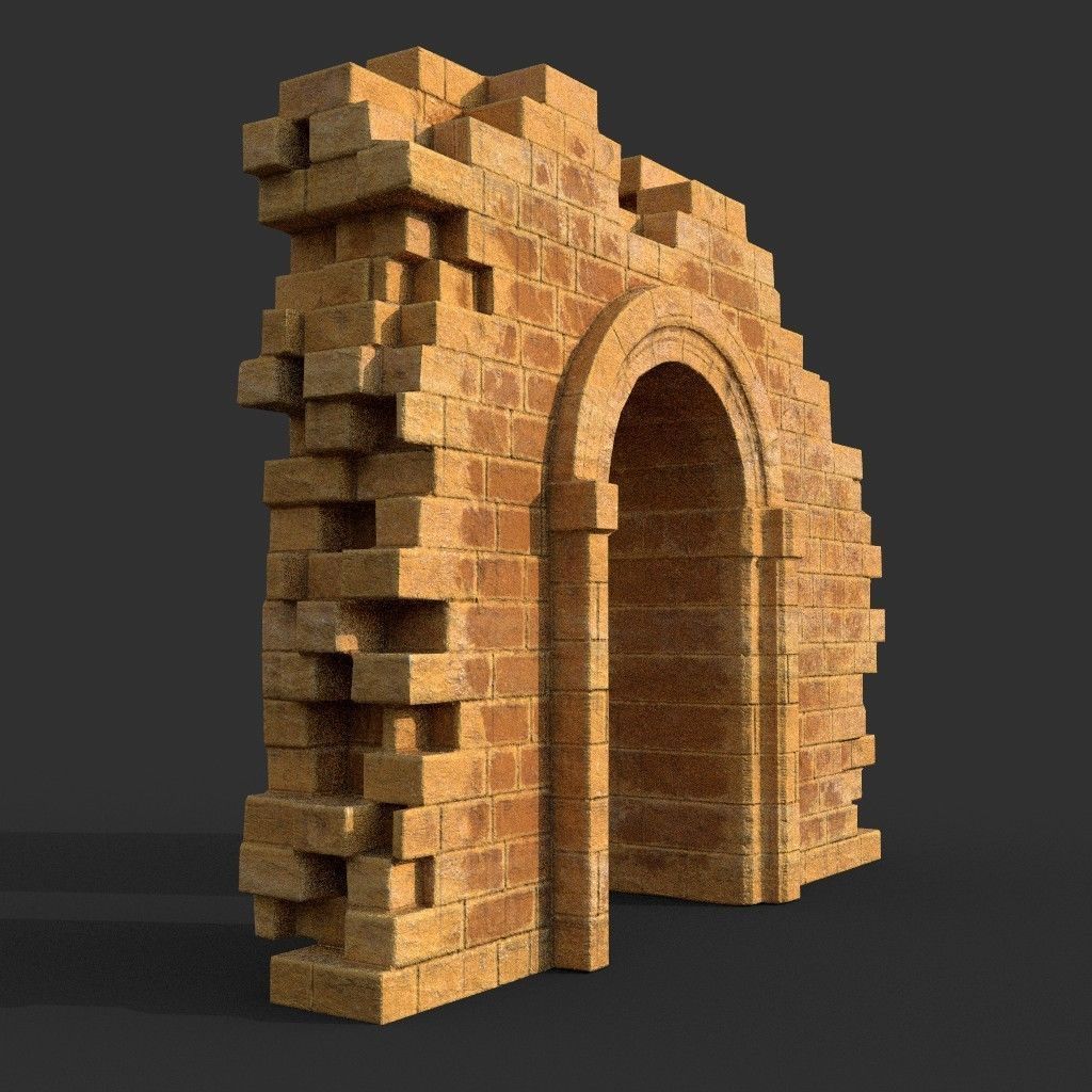 Low poly Ancient Roman Ruin Construction Pack - Desert Low-poly 3D model_35