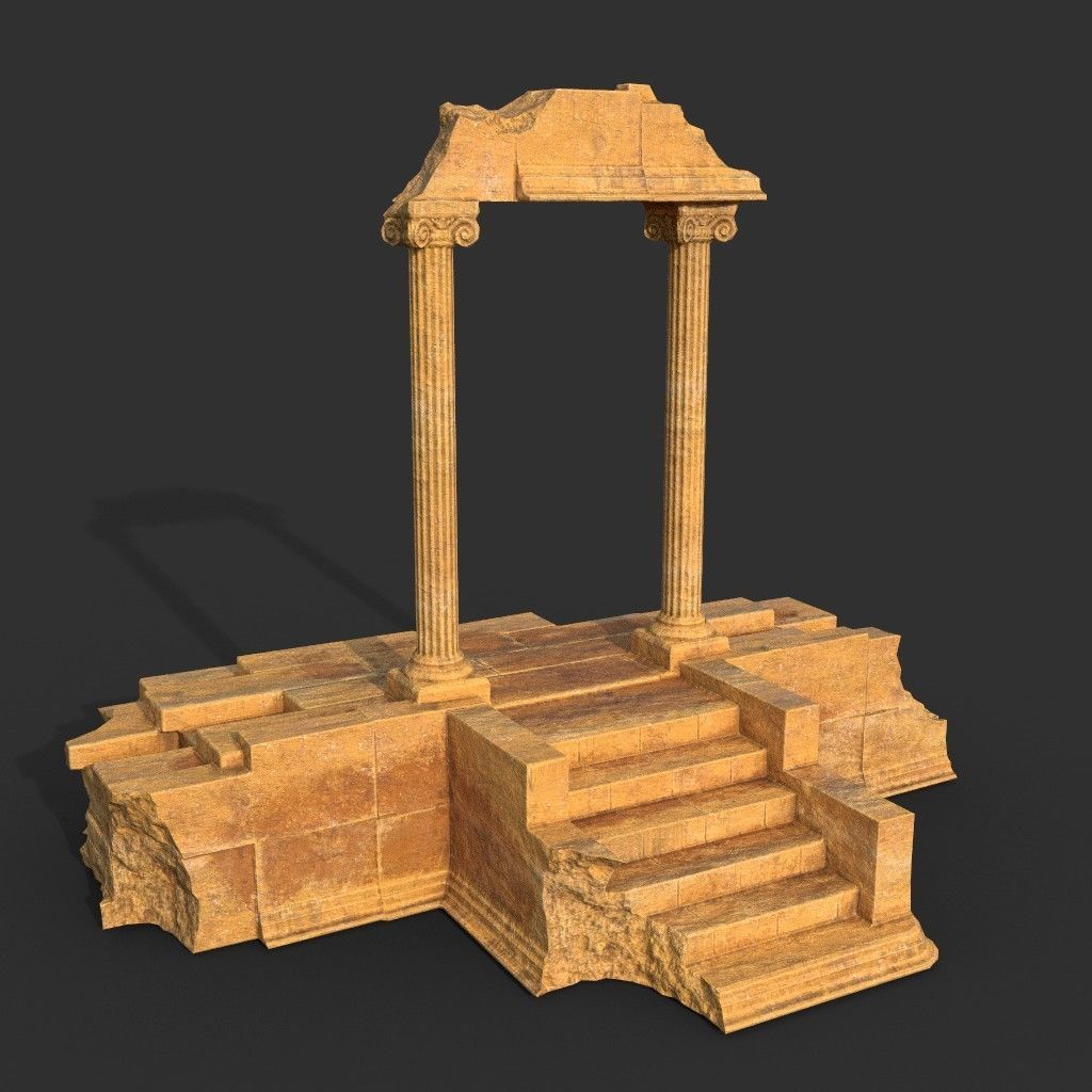 Low poly Ancient Roman Ruin Construction Pack - Desert Low-poly 3D model_22