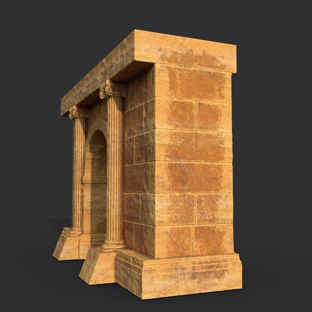 Low poly Ancient Roman Ruin Construction Pack - Desert Low-poly 3D model_7