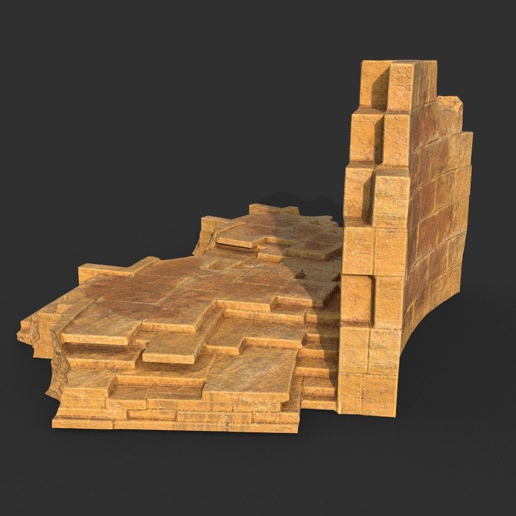 Low poly Ancient Roman Ruin Construction Pack - Desert Low-poly 3D model_28