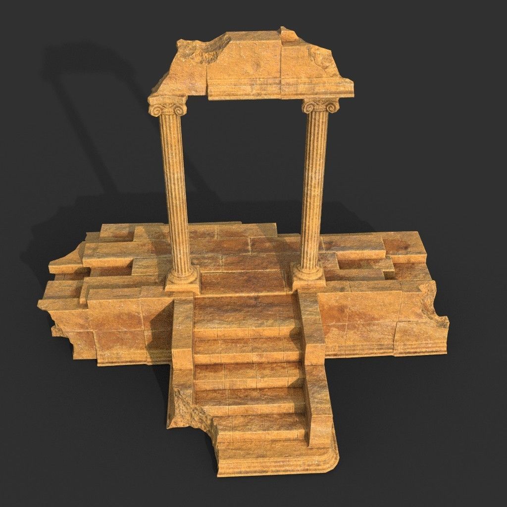 Low poly Ancient Roman Ruin Construction Pack - Desert Low-poly 3D model_24