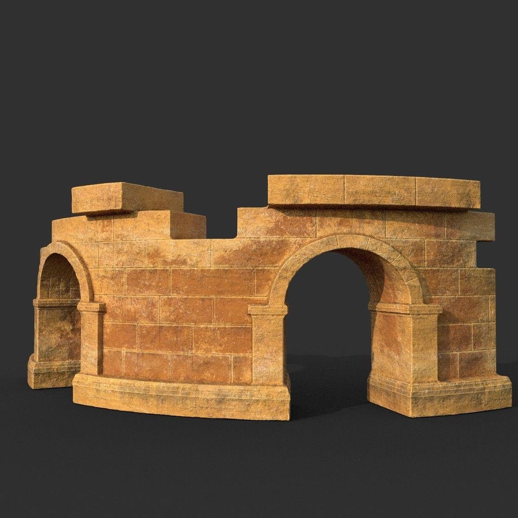 Low poly Ancient Roman Ruin Construction Pack - Desert Low-poly 3D model_10
