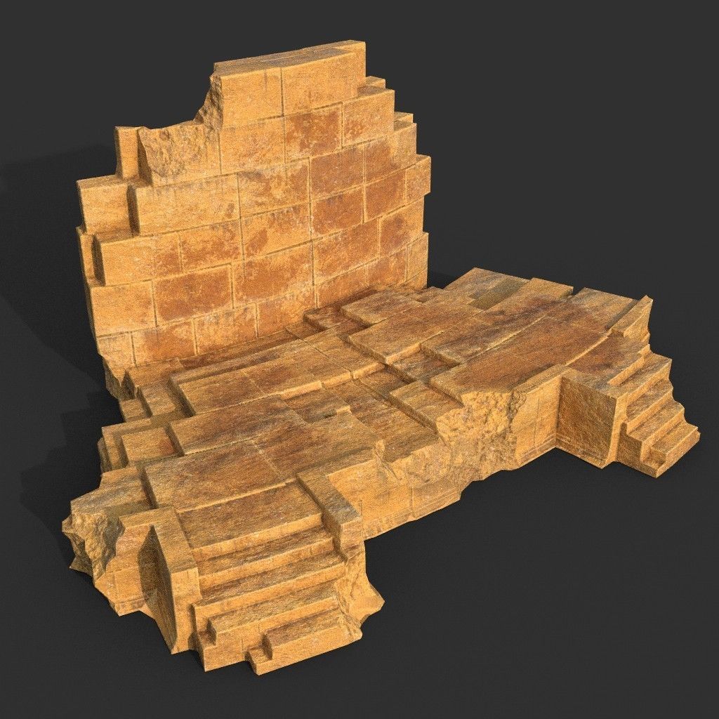 Low poly Ancient Roman Ruin Construction Pack - Desert Low-poly 3D model_27