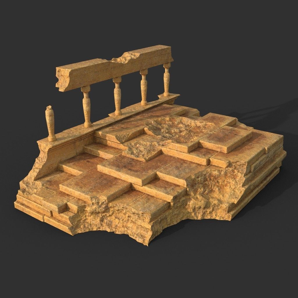 Low poly Ancient Roman Ruin Construction Pack - Desert Low-poly 3D model_30