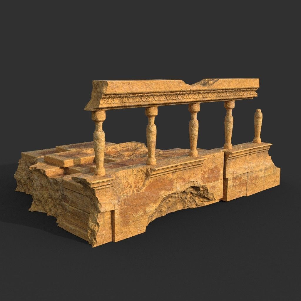 Low poly Ancient Roman Ruin Construction Pack - Desert Low-poly 3D model_31