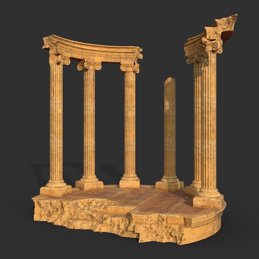 Low poly Ancient Roman Ruin Construction Pack - Desert Low-poly 3D model_19