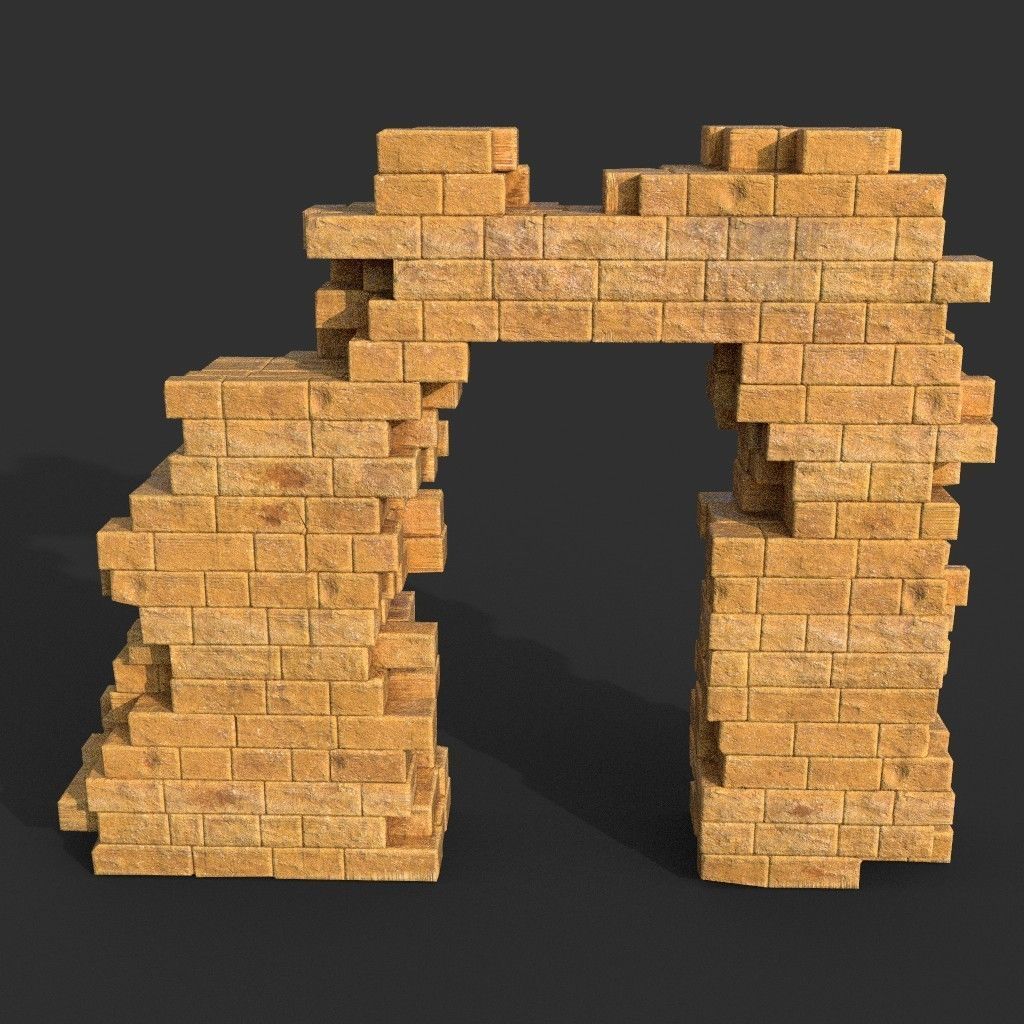 Low poly Ancient Roman Ruin Construction Pack - Desert Low-poly 3D model_39