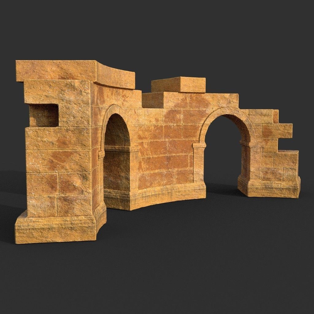 Low poly Ancient Roman Ruin Construction Pack - Desert Low-poly 3D model_12