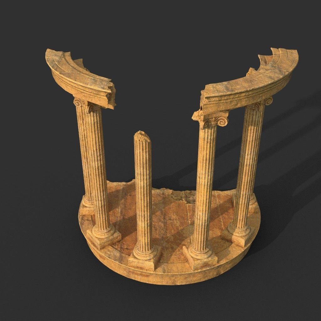 Low poly Ancient Roman Ruin Construction Pack - Desert Low-poly 3D model_20