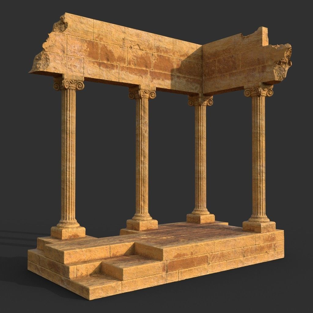 Low poly Ancient Roman Ruin Construction Pack - Desert Low-poly 3D model_2