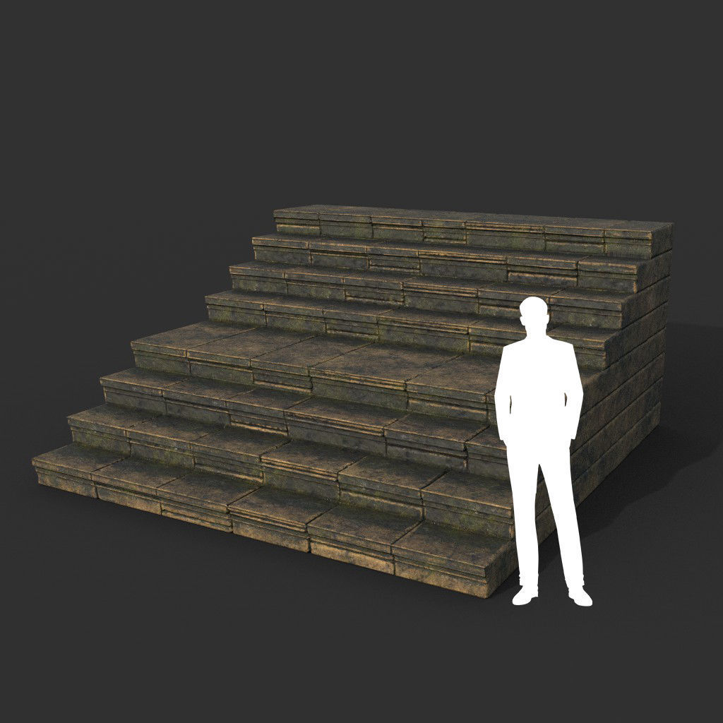 Low poly Ancient Roman Ruin Construction Pack - Brown Mossy Low-poly 3D model_46