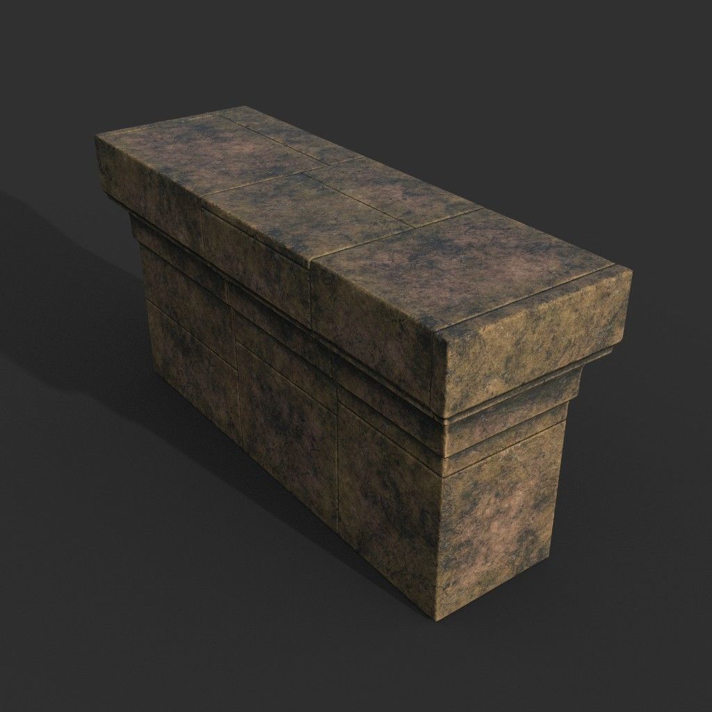 Low poly Ancient Roman Ruin Construction Pack - Brown Mossy Low-poly 3D model_59