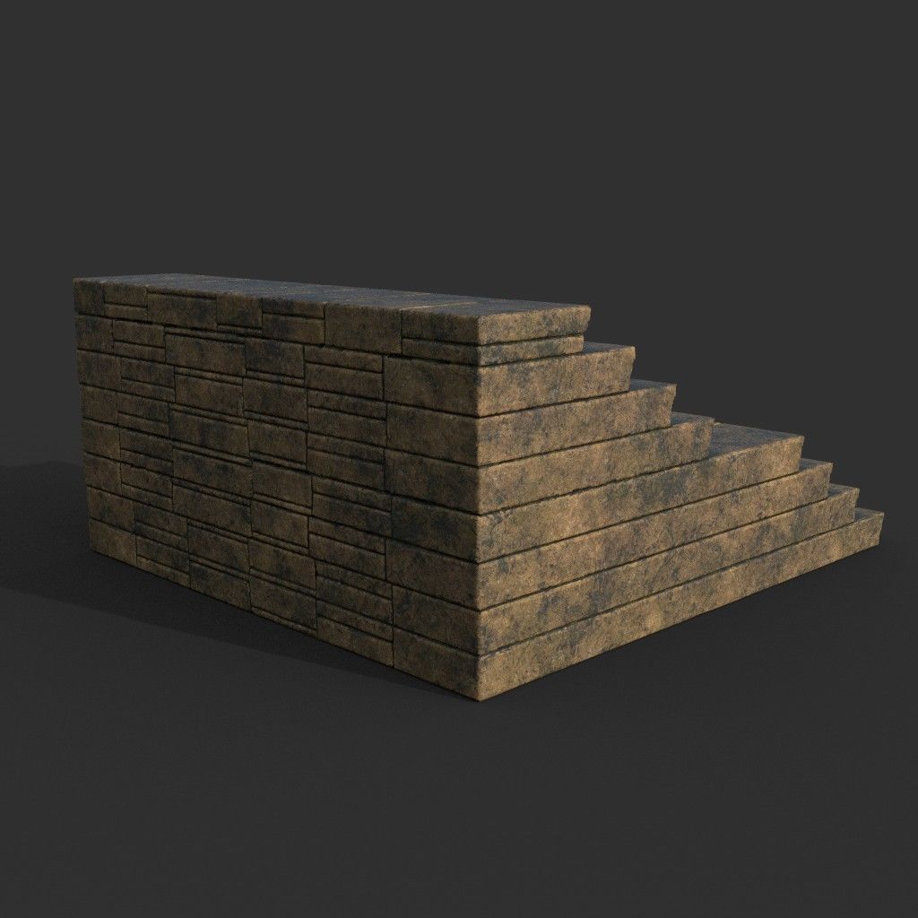 Low poly Ancient Roman Ruin Construction Pack - Brown Mossy Low-poly 3D model_48