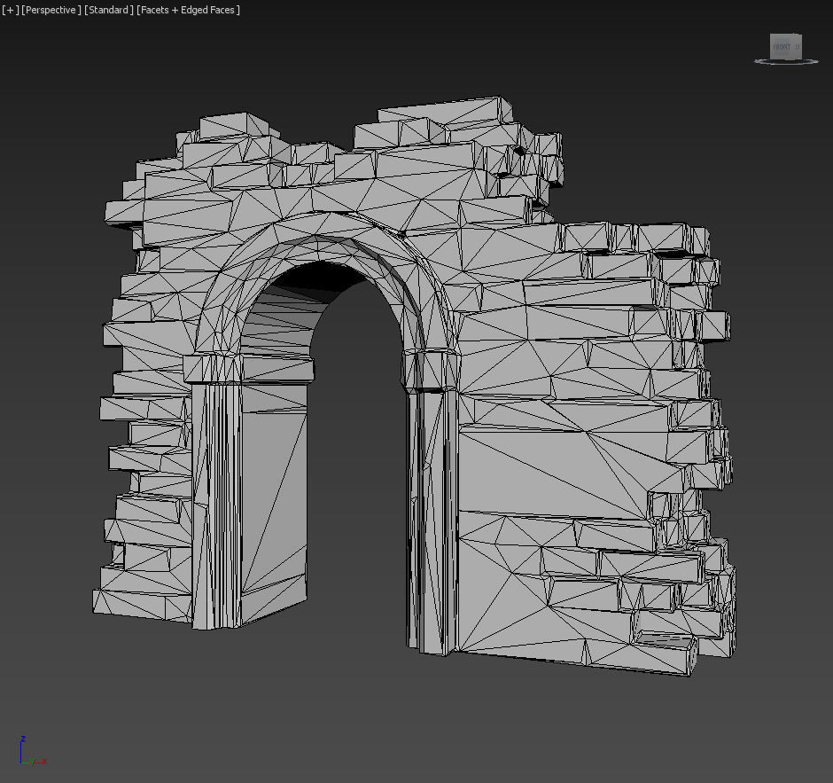Low poly Ancient Roman Ruin Construction Pack - Brown Mossy Low-poly 3D model_37