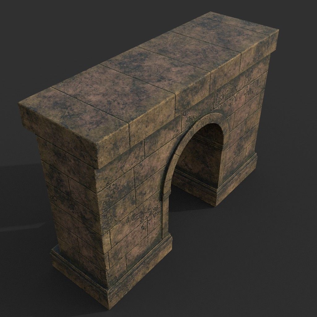 Low poly Ancient Roman Ruin Construction Pack - Brown Mossy Low-poly 3D model_8