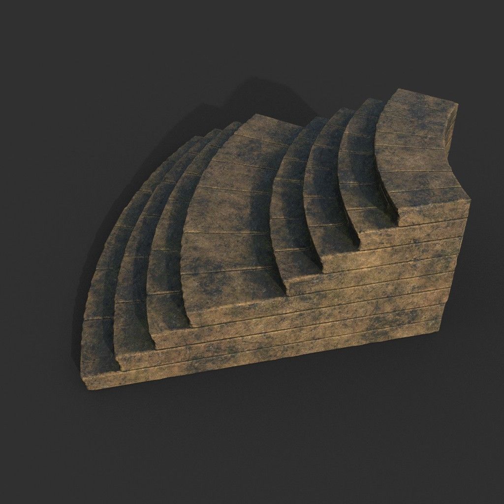 Low poly Ancient Roman Ruin Construction Pack - Brown Mossy Low-poly 3D model_55