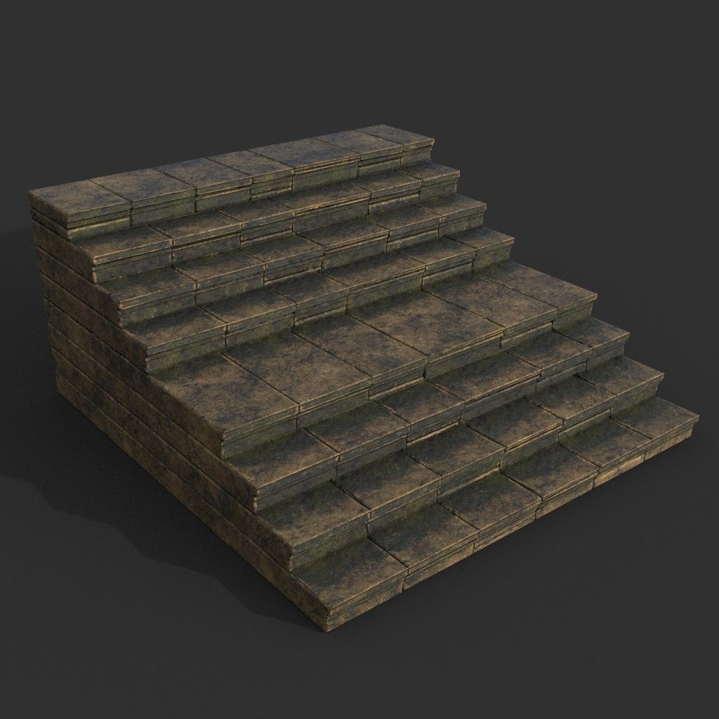 Low poly Ancient Roman Ruin Construction Pack - Brown Mossy Low-poly 3D model_47