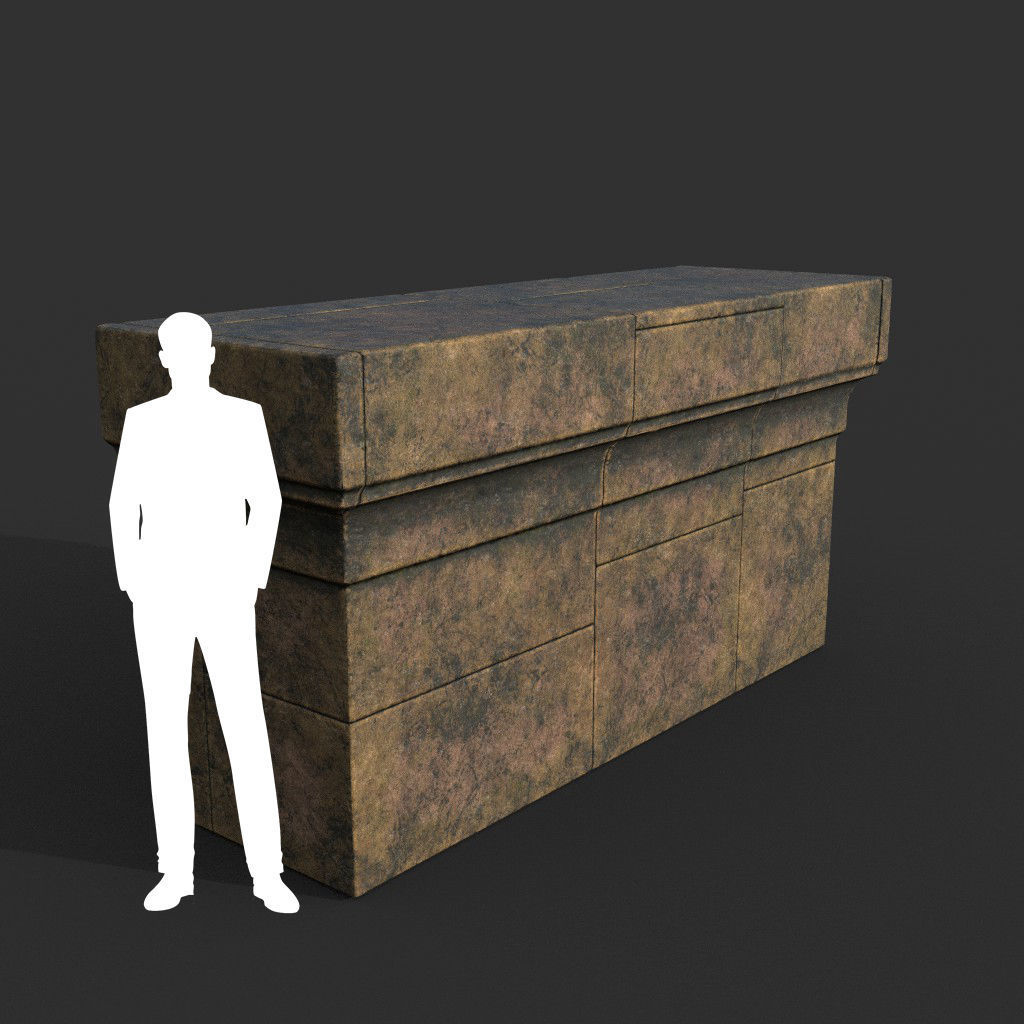 Low poly Ancient Roman Ruin Construction Pack - Brown Mossy Low-poly 3D model_58