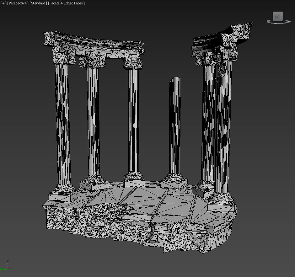 Low poly Ancient Roman Ruin Construction Pack - Brown Mossy Low-poly 3D model_21
