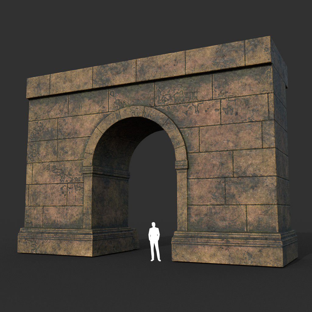 Low poly Ancient Roman Ruin Construction Pack - Brown Mossy Low-poly 3D model_6