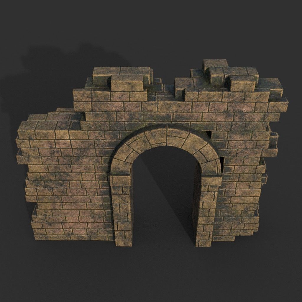 Low poly Ancient Roman Ruin Construction Pack - Brown Mossy Low-poly 3D model_36
