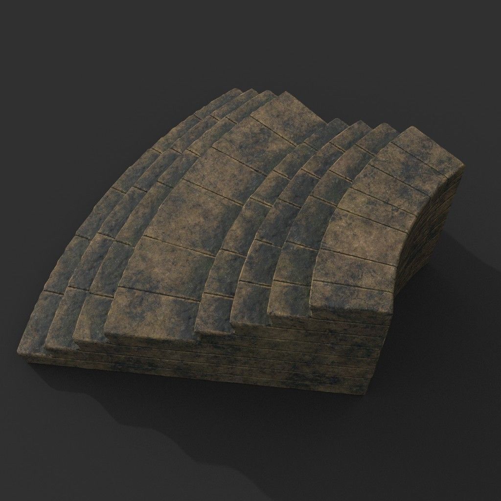 Low poly Ancient Roman Ruin Construction Pack - Brown Mossy Low-poly 3D model_56