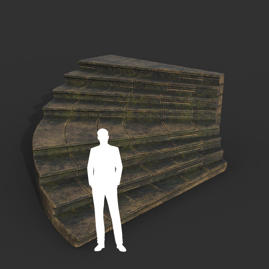 Low poly Ancient Roman Ruin Construction Pack - Brown Mossy Low-poly 3D model_50