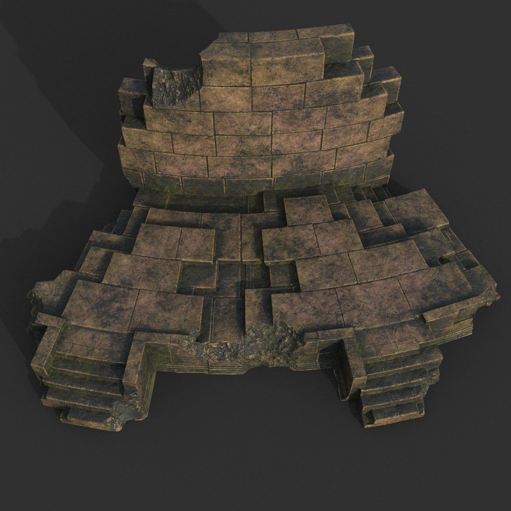 Low poly Ancient Roman Ruin Construction Pack - Brown Mossy Low-poly 3D model_28