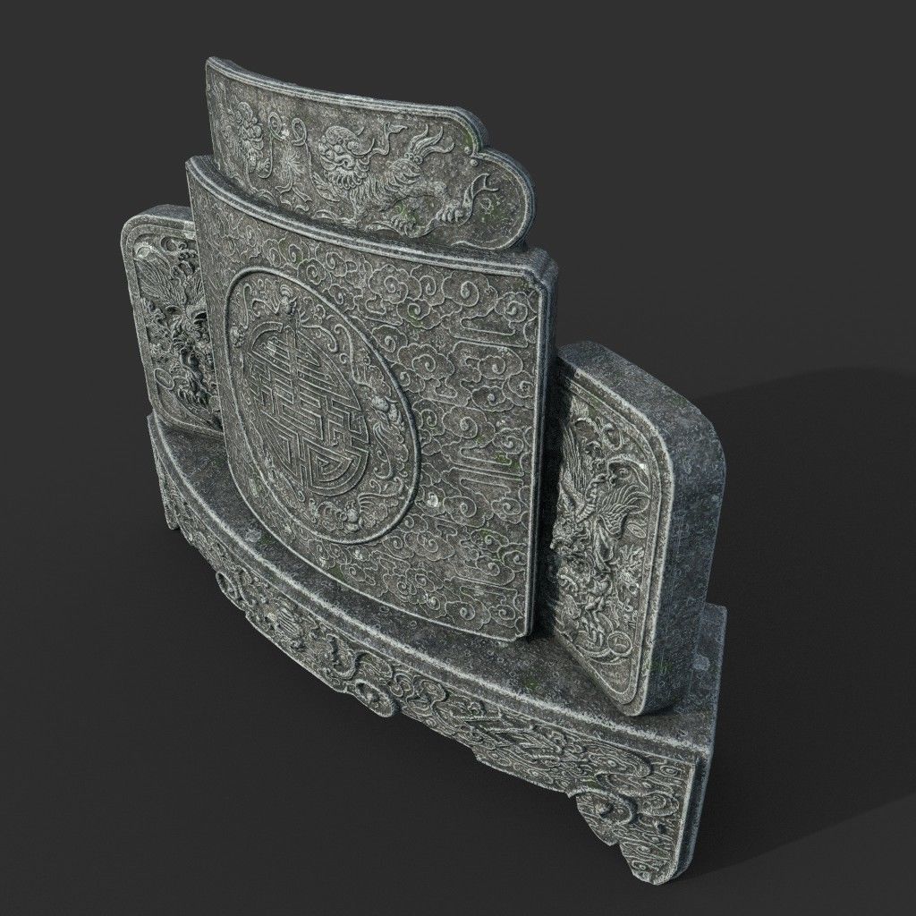 Low poly Ancient Dragon Temple Element Pack Low-poly 3D model_6
