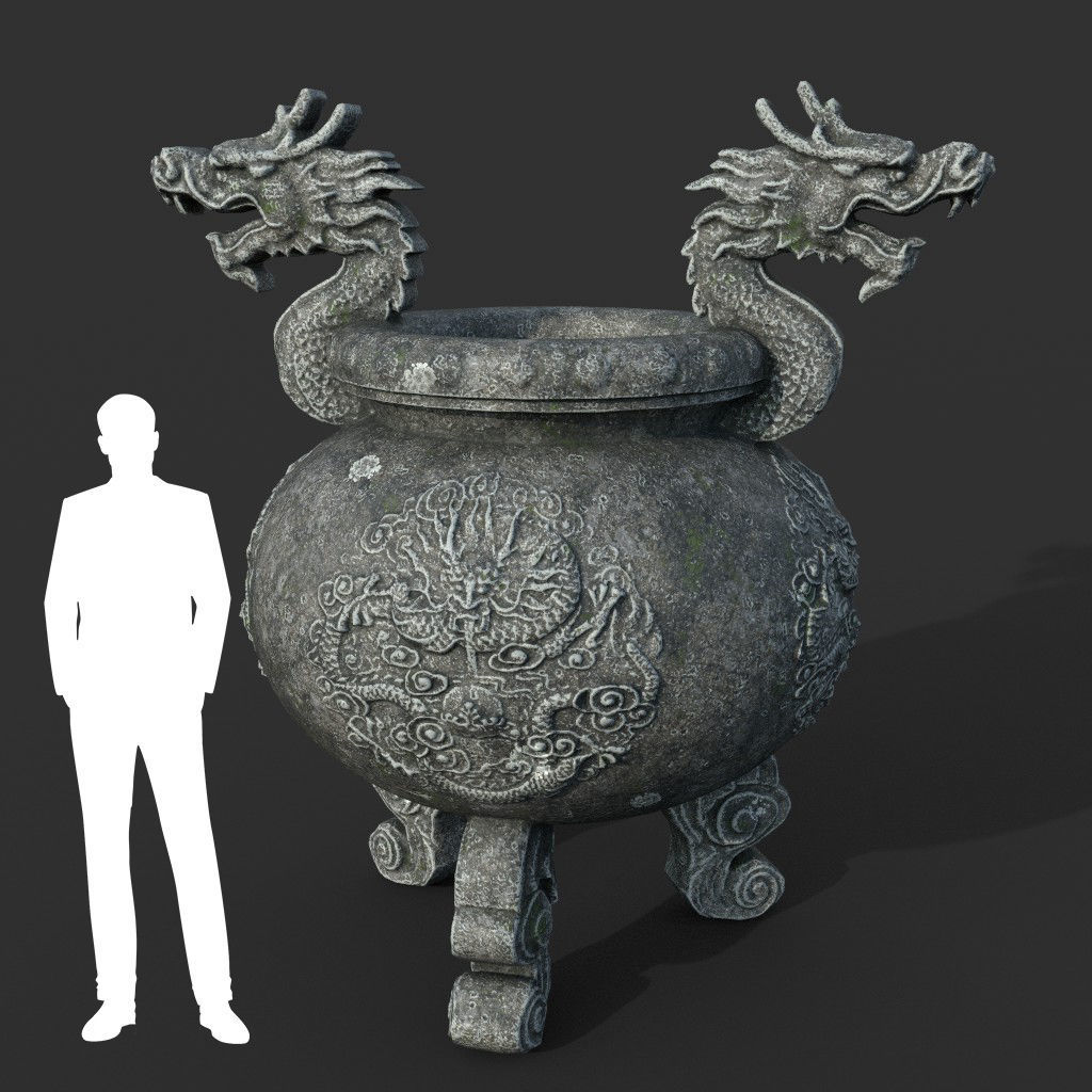 Low poly Ancient Dragon Temple Element Pack Low-poly 3D model_35