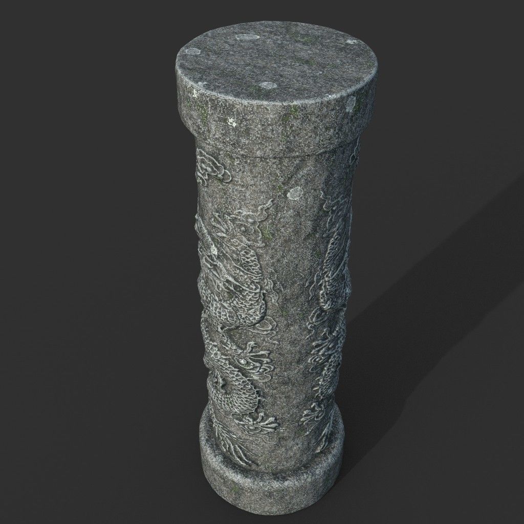 Low poly Ancient Dragon Temple Element Pack Low-poly 3D model_9