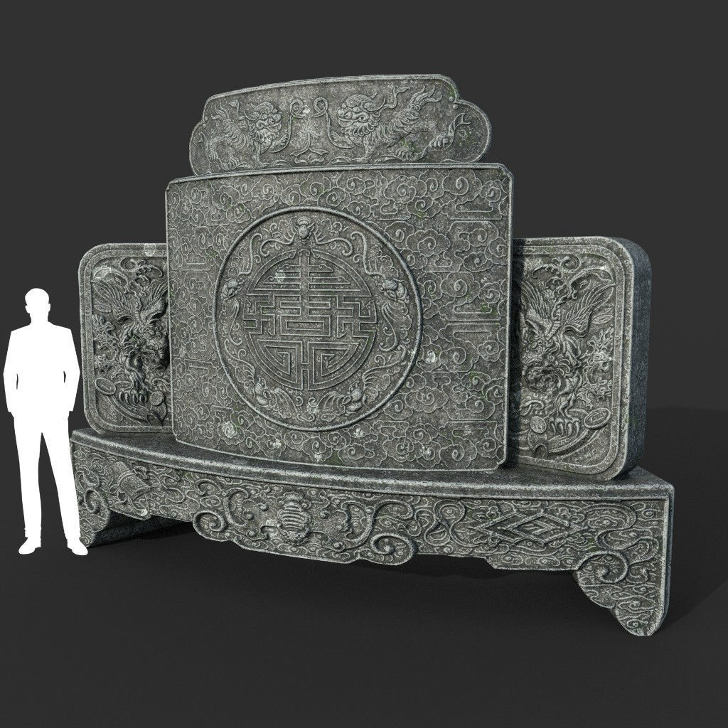 Low poly Ancient Dragon Temple Element Pack Low-poly 3D model_5