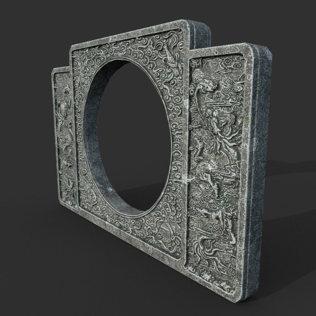 Low poly Ancient Dragon Temple Element Pack Low-poly 3D model_30