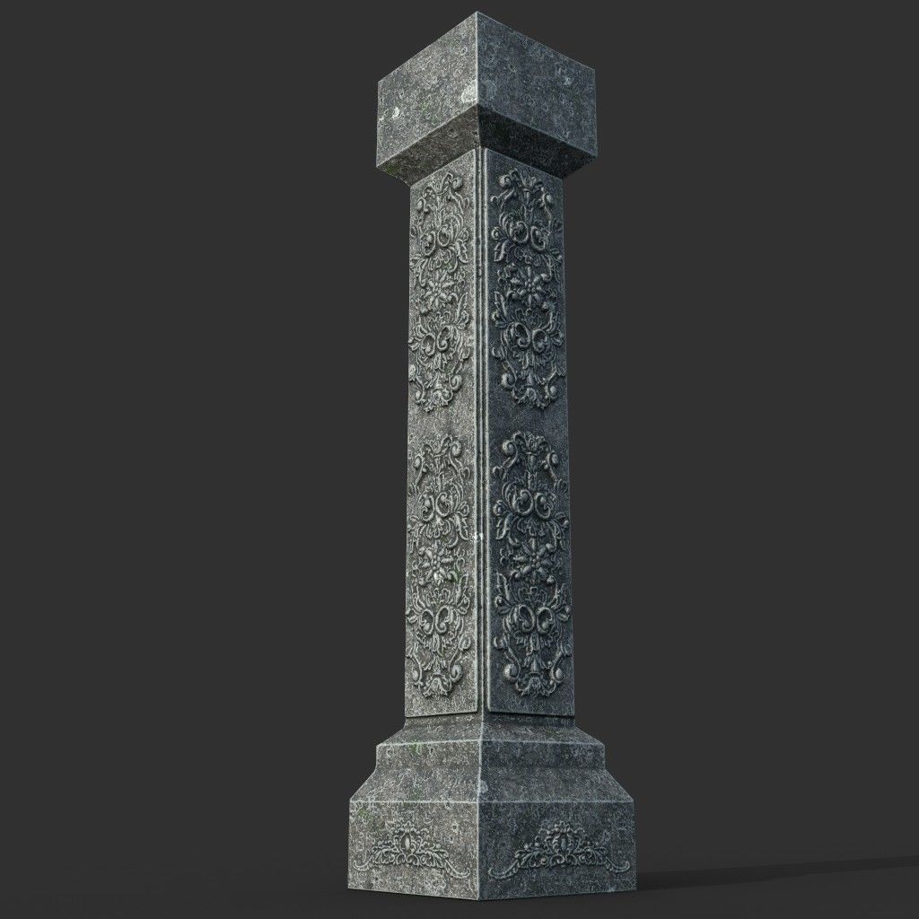 Low poly Ancient Dragon Temple Element Pack Low-poly 3D model_15